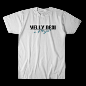 Velly Desi Lifestyle T Shirt (Sky/White)
